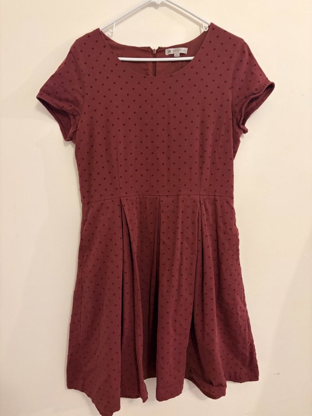 Burgundy Polka Dot Downeast Dress L